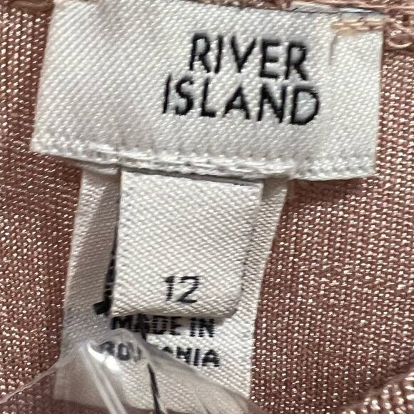 NWT RIVER ISLAND mini dress open back sleeveless rushed SIZE 8 Peach - Picture 3 of 9